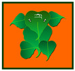 Indian Hindu God Ganesha with Vector Leaves