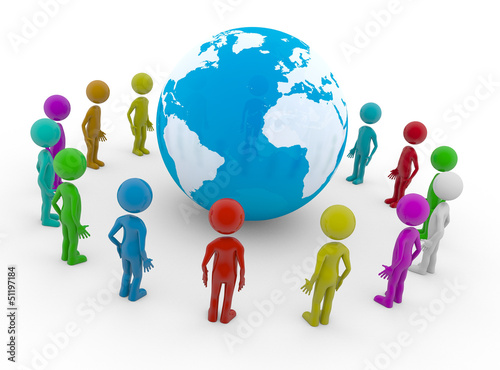 Illustration: 3d human circle the world 3d human circle the world