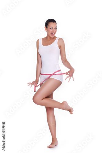 Photo: excited woman success weight loss, excited woman success weight loss,