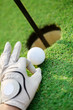 pushing golf ball into the hole