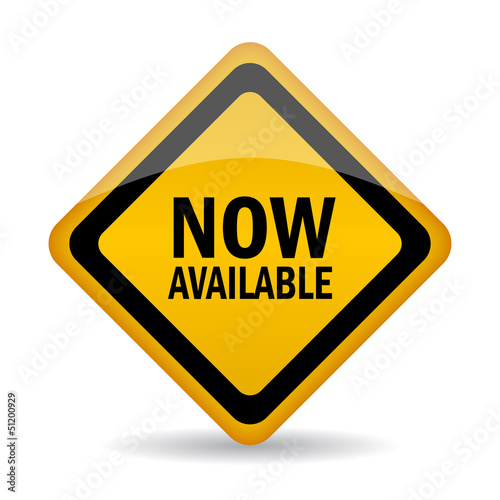 Vector: Now available rhombus sign Now available rhombus sign
