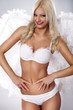 Blonde woman with angel wings