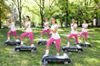 women doing fitness exercises in park