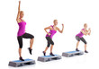 woman step aerobics exercise