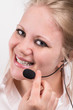 happy, smiling professional woman with headset