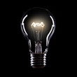 Light bulb on black background