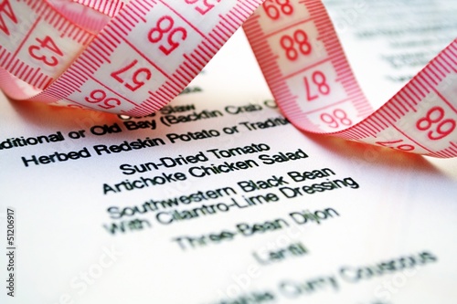 Photo: Menu and measure tape concept Menu and measure tape concept