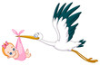 Stork and baby girl Stork and baby girl