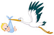 Stork and baby boy Stork and baby boy