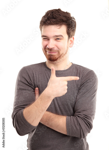 Photo: Expressive happy surprised man, isolated on white Expressive happy surprised man, isolated on white