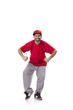 Photo: hip hop dancer performing move isolated over white background hip hop dancer performing move isolated over white background