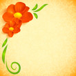 Orange realistic flowers ornate greeting card