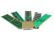Details of computer memory ram and CPU of the old generation. On