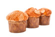 Photo: Fresh homemade muffins isolated on white. Clipping path included Fresh homemade muffins isolated on white. Clipping path included