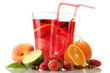 sangria in glasses with fruits, isolated on white