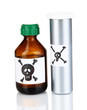 Deadly poison in bottles isolated on white