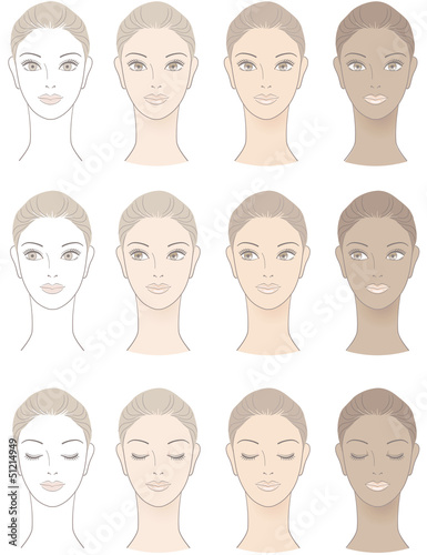 Vector: ビューティー 肌 顔 Chart of Beautiful Woman complexion ビューティー 肌 顔 Chart of Beautiful Woman complexion
