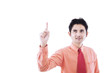 Businessman raise hand - isolated