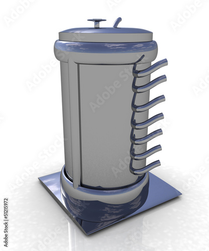 Illustration: 3d Abstract chrome metal pressure vessel 3d Abstract chrome metal pressure vessel