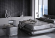 Modern Design Bedroom with Dark Bed