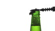 opening beer bottle with metal opener