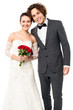 Photo: Lovely newlywed couple posing for a portrait Lovely newlywed couple posing for a portrait