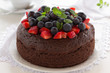 Chocolate cake with summer berries.