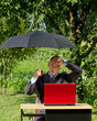 Businessman Working Outdoors