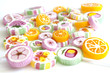 Colorful candy lollipops on white background