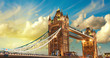 London, The Tower Bridge lights show at sunset