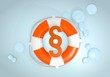 3d graphic of a isolated law icon rescued by a lifesafer