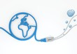 brain icon with network cable and world symbol