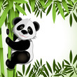 Vektor: cheerful panda on bamboo cheerful panda on bamboo