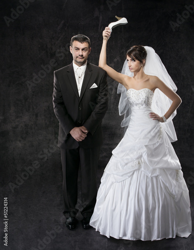 Photo: Married couple conflict, henpecked husband, bad relationships Married couple conflict, henpecked husband, bad relationships