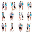 Collection "Back view of going young couple"
