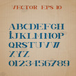 Alphabet letters and numbers printed on cardboard