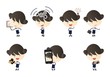 vector color set of cartoon office worker in various poses