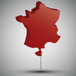 map of France in form of a balloon