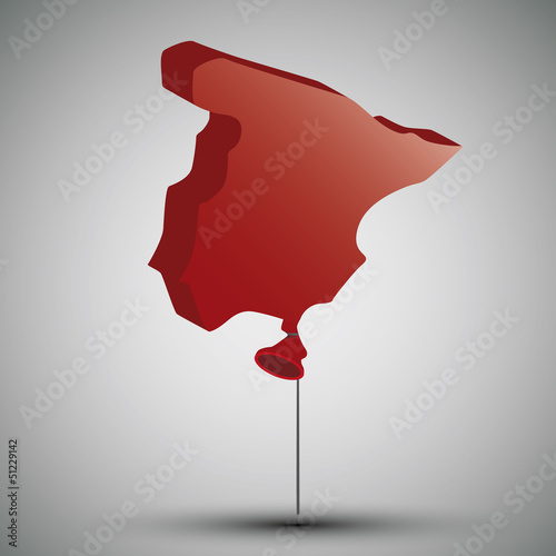 Illustration: map of Spain in form of a balloon map of Spain in form of a balloon