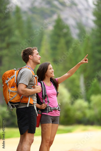 Photo: Hiking people - couple of hikers in Yosemite Hiking people - couple of hikers in Yosemite