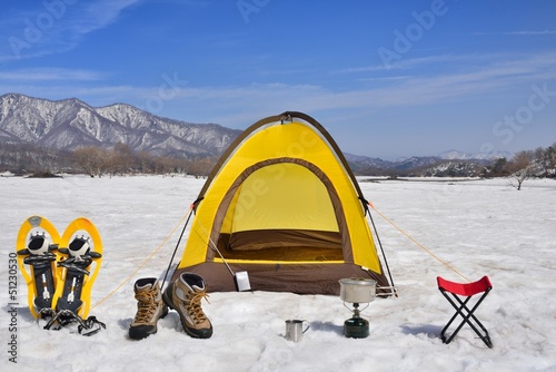 Photo: 雪原のキャンプ風景 雪原のキャンプ風景