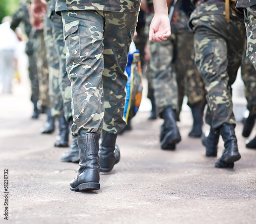 Photo: Soldiers march in formation Soldiers march in formation