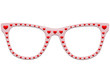 Rosarote Brille mit roten Herzchen – freigestellt