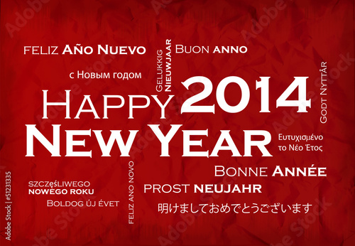 Illustration: Happy New Year 2014 international language tag cloud Happy New Year 2014 international language tag cloud