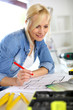 Woman working on home improvement planning