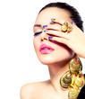 Fashion Beauty. Manicure and Make-up. Nail art