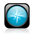 compass black and blue square web glossy icon