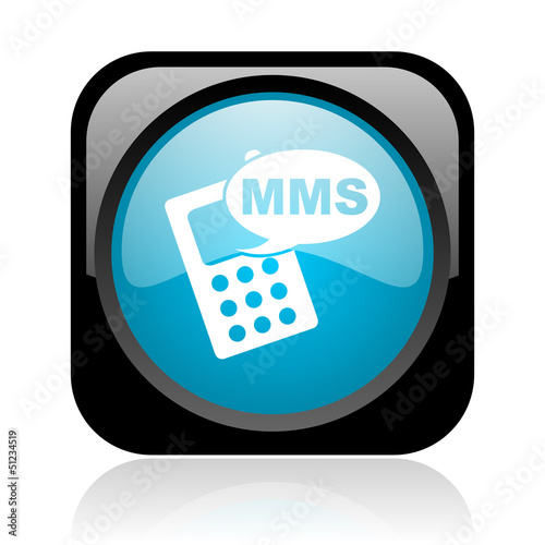 Illustration: mms black and blue square web glossy icon mms black and blue square web glossy icon