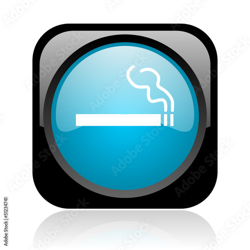 Illustration: smoking black and blue square web glossy icon smoking black and blue square web glossy icon