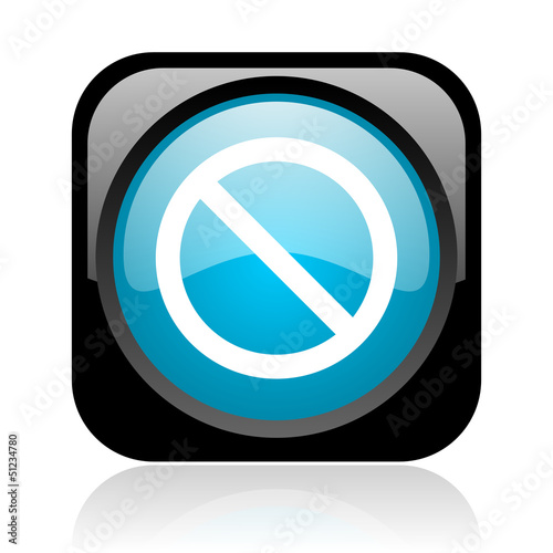 Illustration: access denied black and blue square web glossy icon access denied black and blue square web glossy icon